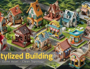 卡通小屋模型包Blend资产库