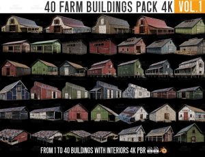 40套农场农舍建筑模型包Blend资产库
