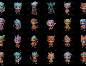 250个可爱卡通角色模型包Blend资产库