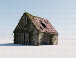 废弃破旧谷物木屋Blend模型
