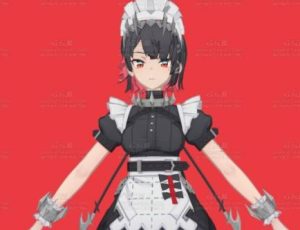 三渲二黑丝女仆Blend模型