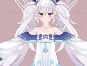 三渲染双马尾可爱女孩Blend模型