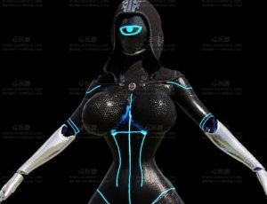 独眼神秘女机器人Blend模型