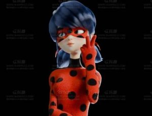 高精度蓝发可爱少女Blend模型