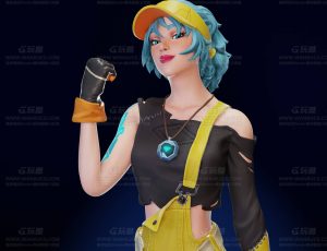 酷炫朋克风蓝发女孩Blend模型