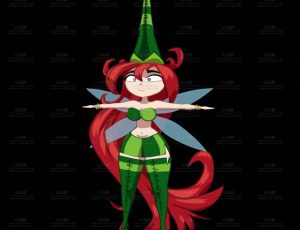 美式三渲二红发精灵Blend模型