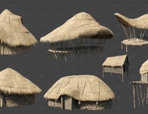 农舍草屋模型包Blend资产库