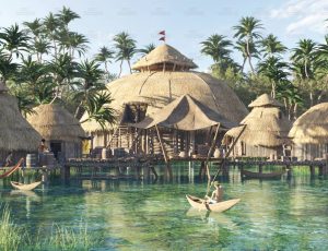 夏威夷海岛木屋部落场景Blend工程源文件