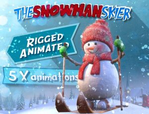 带动画的滑雪雪人Blend模型