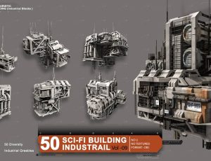 50个未来派科幻工业建筑Blend资产库