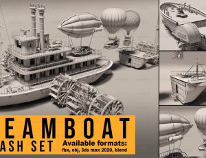 游轮热气球模型包Blend资产库