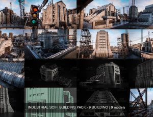 高级工业科幻建筑模型包Blend资产库