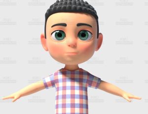 卡通大眼Q版小男孩Blend模型