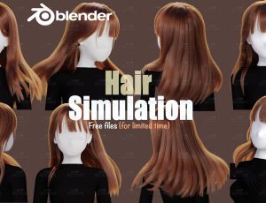 可爱卡通女孩动画头发Blend模型