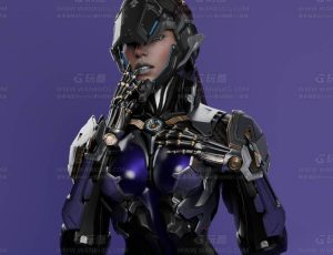 高精度超级女机器人战士战警Blend模型