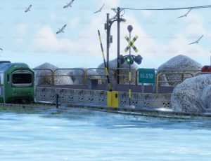 海岸列车站场景Blend工程源文件