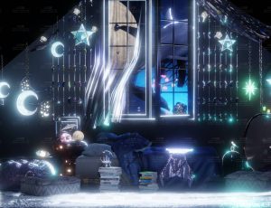 童话蓝色灯光氛围卧室场景Blend工程源文件