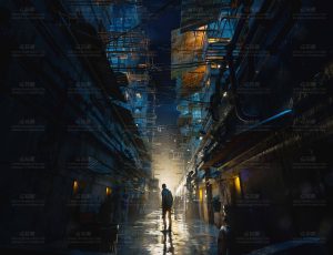 夜晚潮湿阴暗胡同小街道场景Blend工程源文件