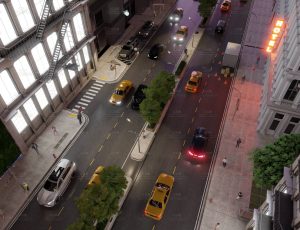 纽约夜晚汽车街道场景Blend工程源文件