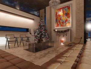 圣诞节大平层套房客厅场景Blend工程源文件