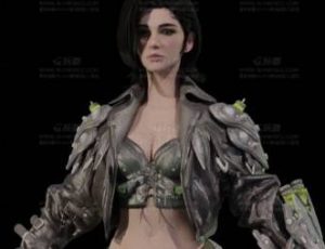 废土赛博女战士角色Blend模型