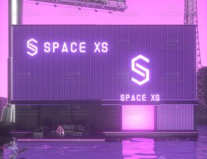 夜晚紫色氛围场景C4D工程源文件