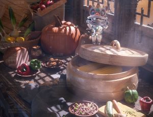 腊八节小场景C4D工程源文件