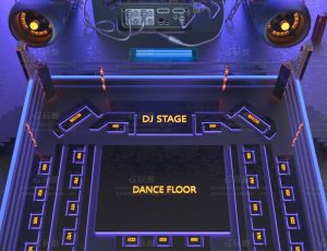 紫色科技卡座场景C4D工程源文件