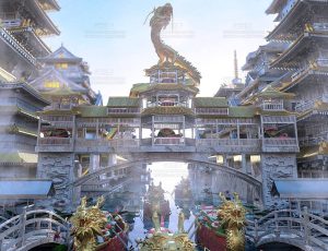 端午节龙舟场景C4D工程源文件