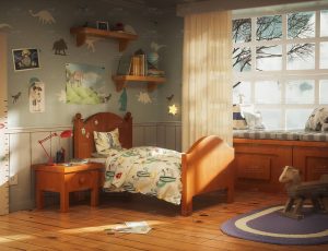 小孩房间卧室场景C4D工程源文件