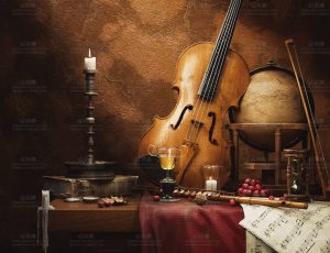 写实音乐器材静物场景C4D工程源文件