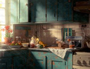 复古厨房场景C4D工程源文件