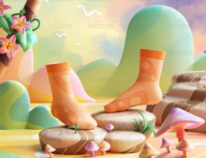 儿童袜场景C4D工程源文件