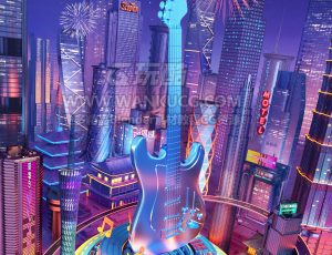 618赛博朋克场景C4D工程源文件