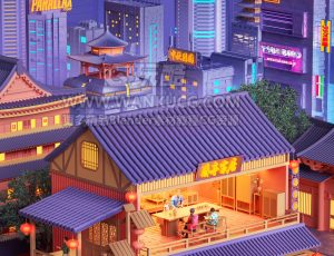 中秋kv渲染场景C4D工程源文件