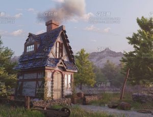 雪山木屋场景Blend工程源文件