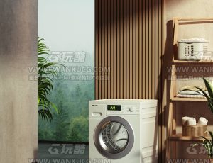清新洗衣机场景C4D工程源文件