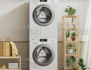 家庭洗衣机渲染场景C4D工程源文件