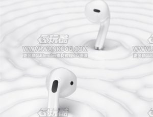 蓝牙耳机水面渲染场景C4D工程源文件