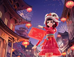 年货节过年渲染场景C4D工程源文件