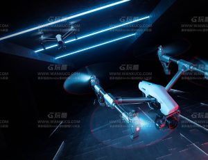 无人机科幻渲染场景C4D工程源文件