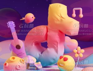 炫彩抖音渲染场景C4D工程源文件