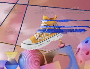 彩色鞋子渲染场景C4D工程源文件