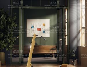 电动滑板车渲染场景C4D工程源文件