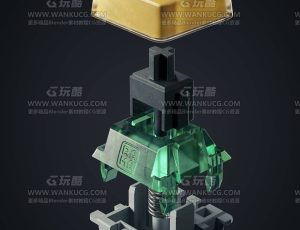 键帽特写渲染场景C4D工程源文件