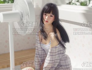 冰凉夏季女孩场景C4D工程源文件