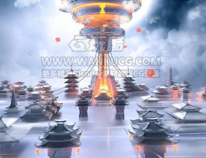 中秋节VJ渲染场景C4D工程源文件