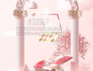 唯美梦幻彩妆场景C4D工程源文件