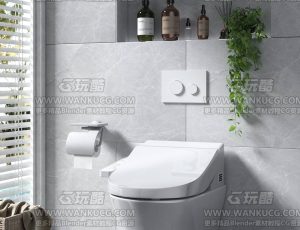 智能马桶渲染场景C4D工程源文件