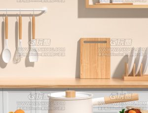 厨房渲染小清新场景C4D工程源文件